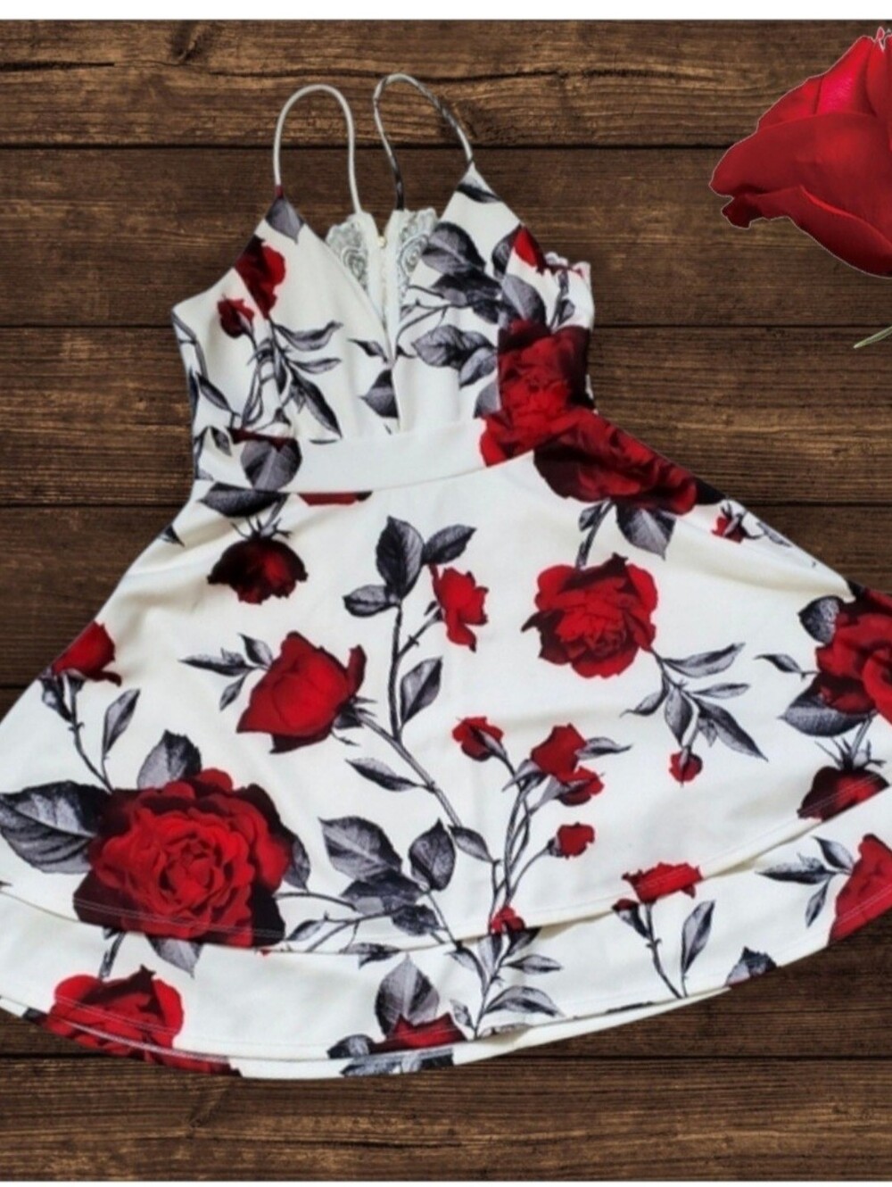 IRIS Cut out Back Flare Dress with Flowers size XL